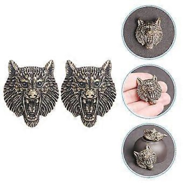 2 stk Ulvehode Messing Veske Spenne Retro DIY Lær Nitter Holdbare Concho Knapper