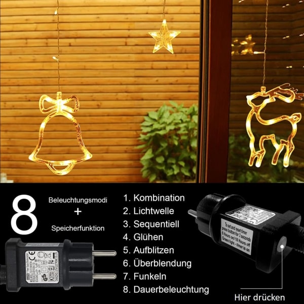 LED-slingor, stjärna och julmönster LED-slingor,