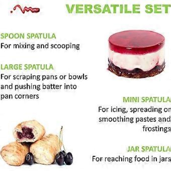 4-delars silikonspatelset, värmebeständiga bakredskap