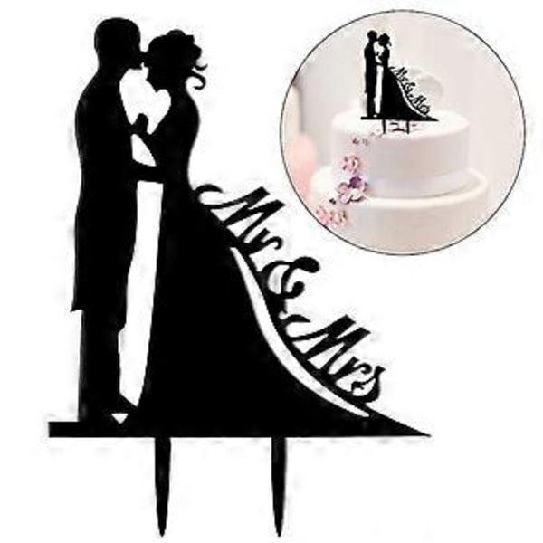 Tinksky Mr Mrs Kaketopp med Brud og Brudgom-stil for Bryllup / Jubileum / Bursdagsfest (Svart)