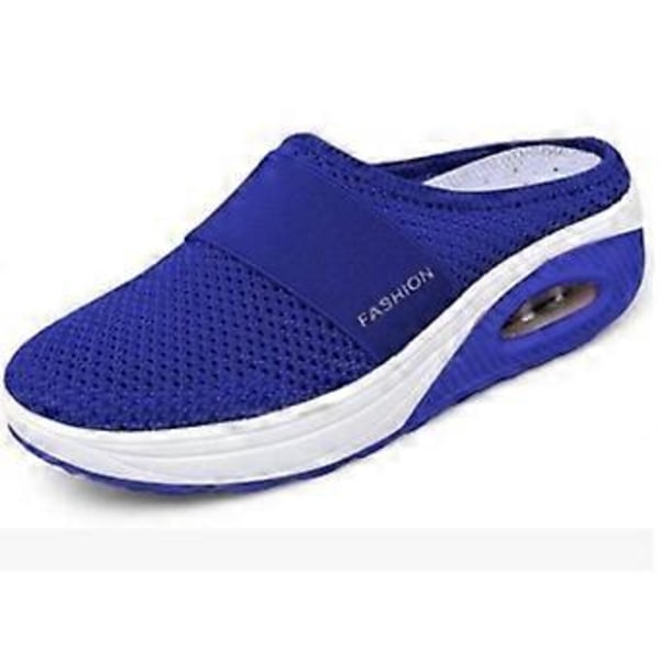 Luftpude Vandresko Åndbare Casual Mesh Slip On Vandresko til Udendørs Indendørs (43 Kongeblå)