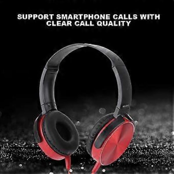 Kannettavat melua vaimentavat pyörivät kuulokkeet subwoofer-äänellä, stereo, langalliset, punaiset