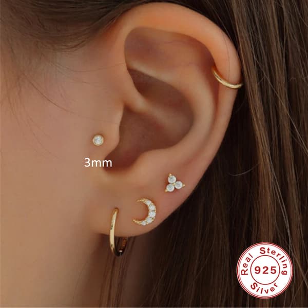 Sølv Cubic Zirconia Labret Monroe Stil Kule Leppe Ring Stud 6 stk