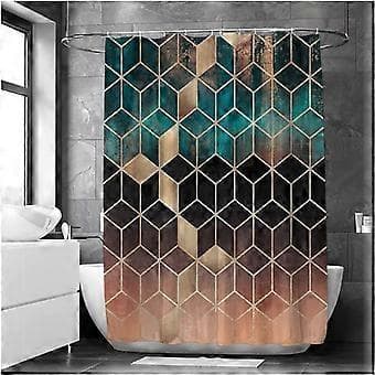 Badeværelse bruseforhæng 3d geometrisk badeværelse bruseforhæng, polyester badeforhæng