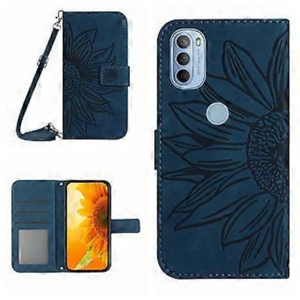 Skin Feel PU-etui for Motorola Moto G51 5G (Inky Blue)