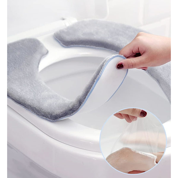 (Grå) Toiletsæde til badeværelse, blødt og varmt toiletbræt, vaskbart