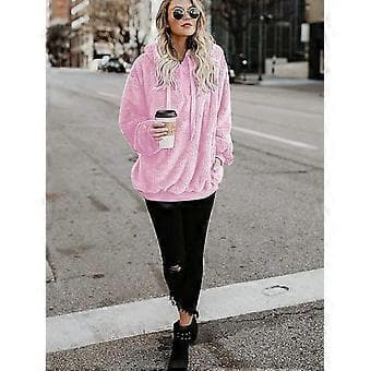 Dame Fuzzy Hættetrøjer Pullover Hyggelig Oversized Lommer Hættetrøje