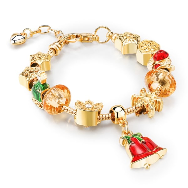 Jul-Jingle Bell Armband Stretch Pärlor Charm Bangle Justerbar