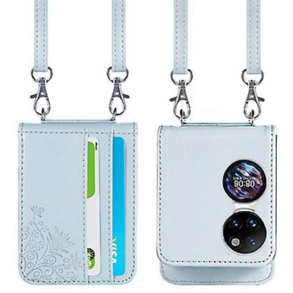 Diagonal Embosset Lommebok-etui for Huawei P50 Pocket (Sølv)