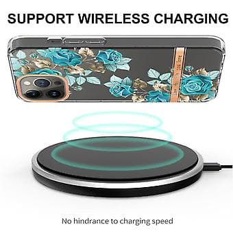Blomster og planter-serie TPU-etui for iPhone 15 Pro (Blå)