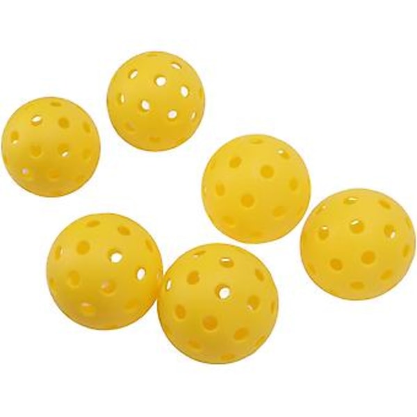 6-pack Plast Pickleball Set med Hål Hål Hål Gul Standard Utomhusträning Picklball med Hål Hål Hål Gul