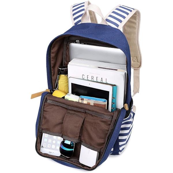 Causal Canvas Stripe Ryggsekk Søte Tenårings Ryggsekker For Jenter Skole