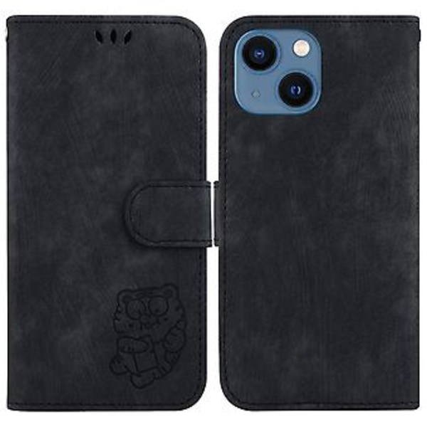 Prässattu nahkakotelo iPhone 15:lle (Musta)