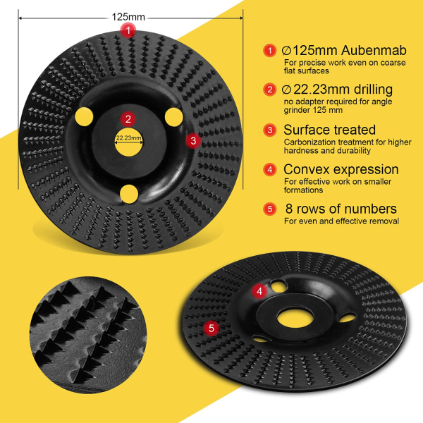 Rasp disc 125mm Wood cutting disc 125mm for angle grinder Wood cutting disc for angle grinder