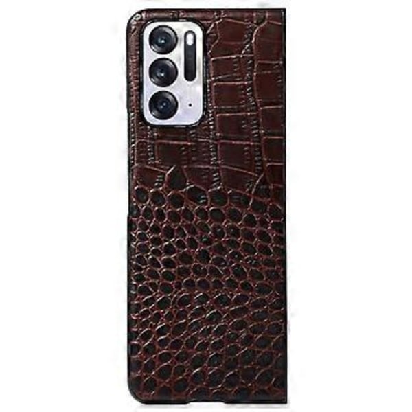 Til Oppo Find N Krokodille-Tekstureret Foldbar Telefonetui Ægte Kødkvægslæder Belagt PC+TPU Cover (Style C)