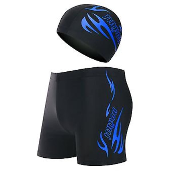 2 st/set Baddräkter Snabbtorkande Andningsbara Elastiska Bra Sömmar Badmössa för Simbassäng (XL Blå)