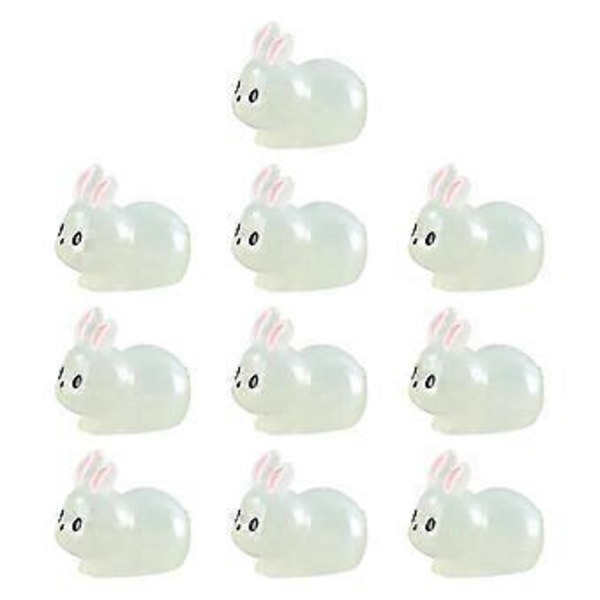 Resin Miniatyrfigurer Glödande Självlysande Påskharar Ornament för Balkong Uteplats (kraftig)