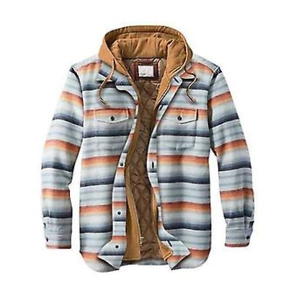 Herre Varm Quiltet Fôret Bomullsjakke Med Hettesnor Knapp Ned Glidelås Lang Erme Rutete Jakker (5XL Farge 25)