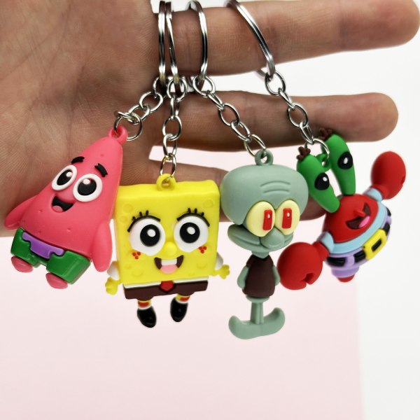 4 Pieces Cute Silicone Keychain with Bells Gift for Anime Fans Gifts for Kids Personalized School Ba