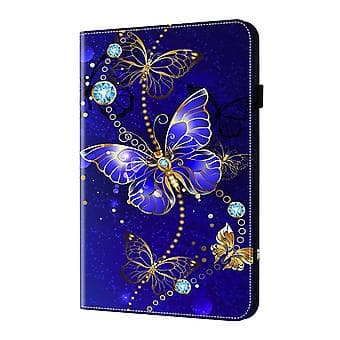 Målat läderfodral för Lenovo Tab M10 3:e generationen (Diamantfjärilar)
