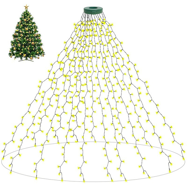 1,75 m julelys med ring, 16 strenger 400 LED julelys