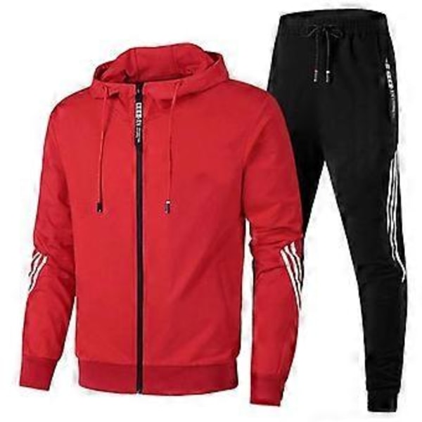 Stor Størrelse Herre Høst og Vinter Mote Casual Treningsdress Sett Jakke Joggebukser 2 Deler Sett (M grå)