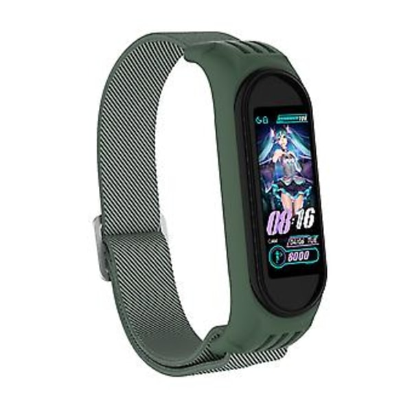 Til Xiaomi Mi Band 3 / 4 / 5 Twill 8-formet Spænde Urrem (Mørkegrøn)