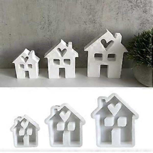 Husformad pysselform Fängslande kärlekshus ornament Silikonform för att skapa unika husfigurer L(L )