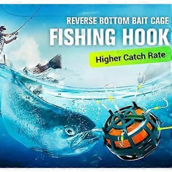 Omvänd bottenbetesbur, 360° flytande betesbur fiskekrok, 6-krok omvänd (Iseni No8)