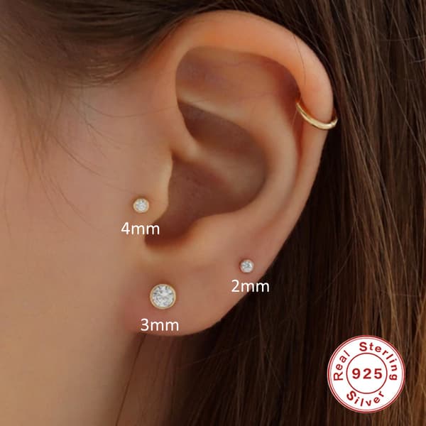Sølv Cubic Zirconia Labret Monroe Stil Kule Leppe Ring Stud 6 stk