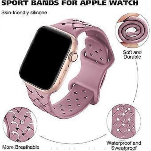 Silikoninen kudottu ranneke Apple Watchille 38 mm, 40 mm, 41 mm, 42 mm, 44 mm, 45 mm, 49 mm, urheilullinen hengittävä ranneke, kanelipöly