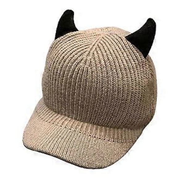 Fashionabla Söta Horn Basebollkeps Stickad Basebollkeps Vilda Utomhussporter i Kallt Väder Utomhusaktiviteter Skidåkning Vandring Khaki(Khaki)