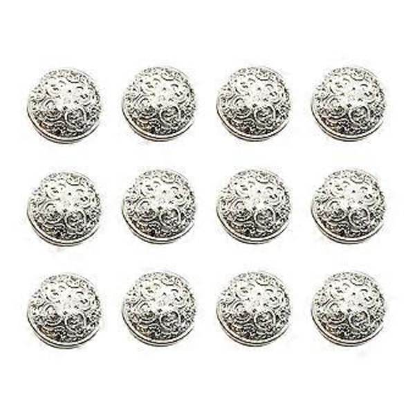 30 st 20 mm Snygga Metallspännen Ihåliga Knappar Hantverk Verktyg Nedåtknapp DIY Syknappar för Dekoration (Silver)