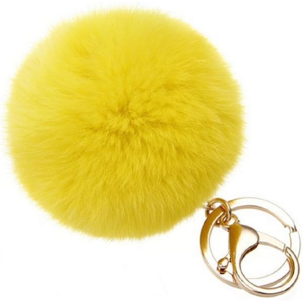 Porte-clés pompon en fourrure de lapin véritable, toucher doux