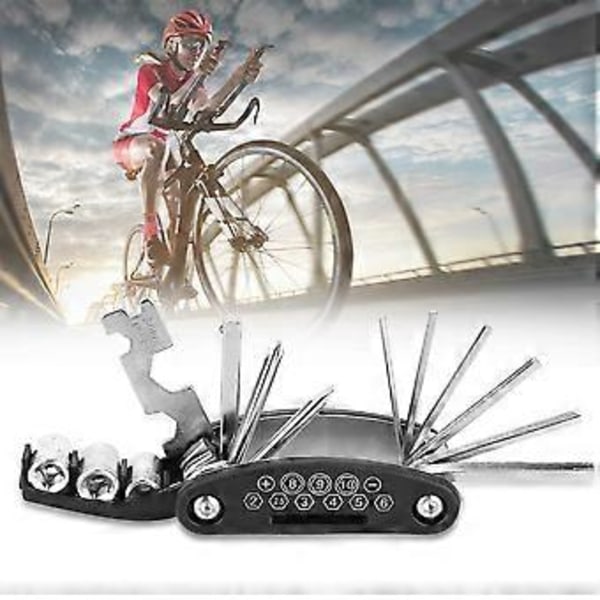 Bærbar cykelpumpe, dækreparationssæt med multifunktionelt værktøjssæt og opbevaringstaske
