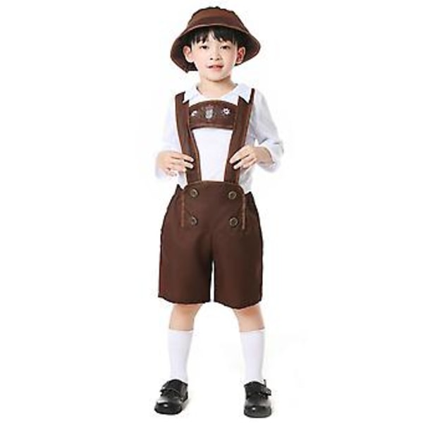 100% Uusi, Miesten Oktoberfest-asu Saksalainen Baijerilainen Lederhosen Olut Oktoberfest Naamiaisasu (L Valkoinen)