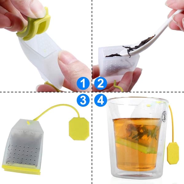 Genanvendeligt og sikkert silikone te-infuser sæt med 6 - med lang snor