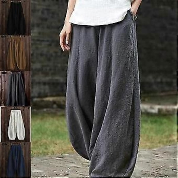 Japanske Plus Size Forår og Efterår Bomuld og Linned Løse Afslappede Bloomers Kvinder (XXXXL camel)