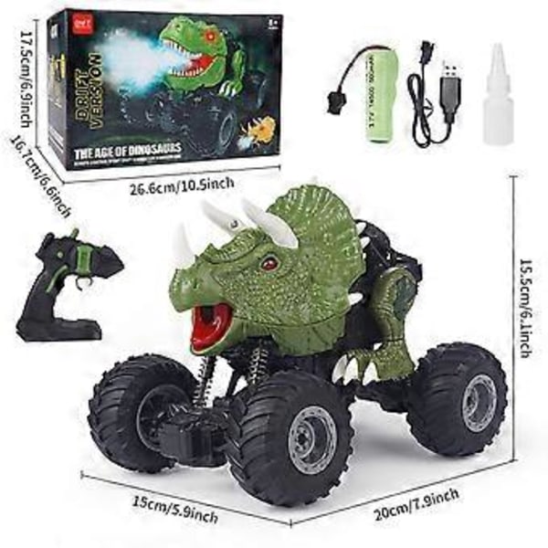 Ny RC Dinosaurbil Spraybil - Perfekt Julegave til Gutter - Kraftig Drifte Leketøy - BPA Fri (Tyrannosaurus Rex gul)