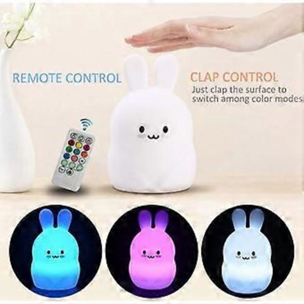 Børnenes Natlampe Miffy Kanin Blød Silikone Sengelampe 9 Farver Genopladelig Fjernbetjening LED Natlampe