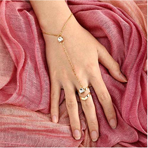 Boho Krystal Armbånd Guld Armbånd Ring Smykker til Kvinder