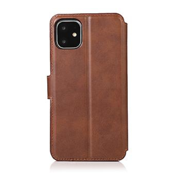 Läderfodral med kalvskinnstruktur för iPhone 12 / 12 Pro (Brun)