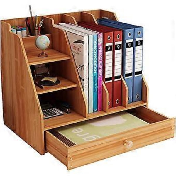 Wooden desktop organizer with drawers for office supplies storage, multifunctional desktop organizer, easy to assemble