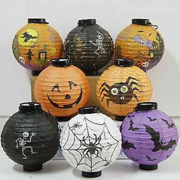 2 kpl Halloween-koristeet Led-paperipumppu-lyhtyjä riippuvaisia ​​valoja Halloween-koristeita kotiin lepakko-lyhtyjä