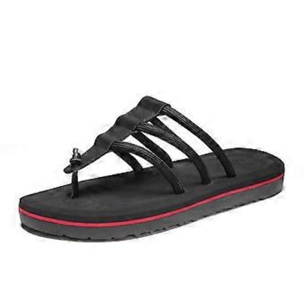Casual Clip-toe Tofflor för Män Bekväma Halkfria Utomhusskor för Vandring (40 Svart)