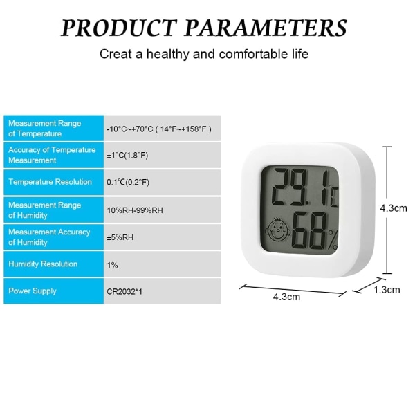 Termometer Hygrometer Inomhus, Liten Termometer Hygrometer Digital med Hög Noggrannhet, Monitor för