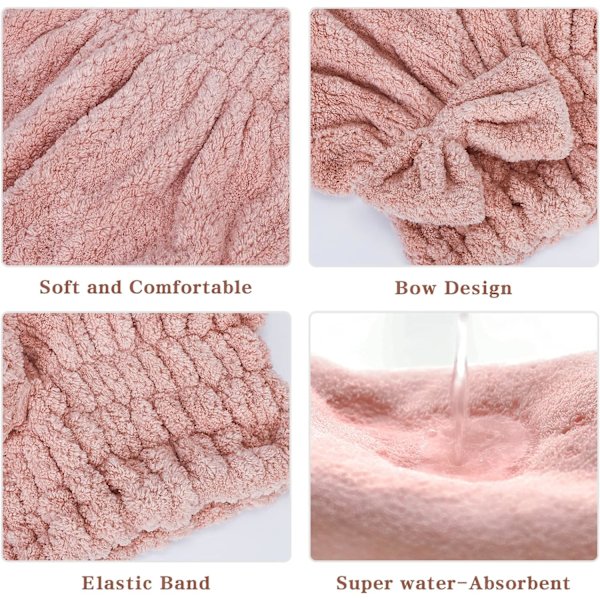 (Rosa & Brun) 2 Pack Mikrofiber Hårhanddukar, Superabsorberande