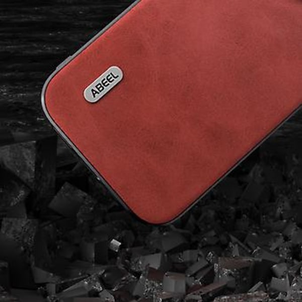 Kalveskinns-PU-etui for iPhone 15 Pro (Rød)
