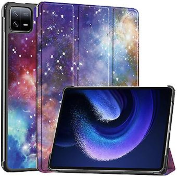 Målat Läder Smart Tabletfodral För Xiaomi Pad 6 / 6 Pro (Mjölkvägen)