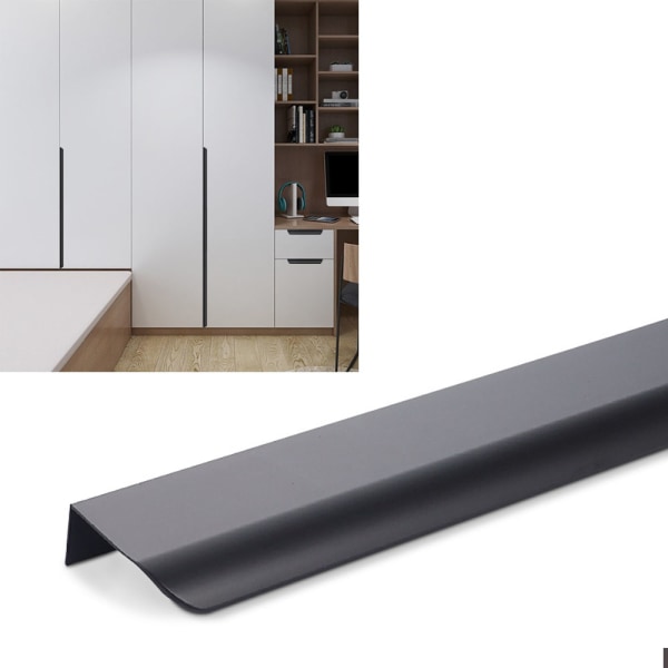 Set med 5 osynligt svart handtag för köksmöbler - 224 mm centrumavstånd - mattsvart kökshandtag